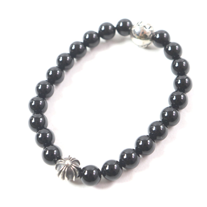 Great CHROME HEARTS bracelet BEAD CHP lats Black Silver onyx mens