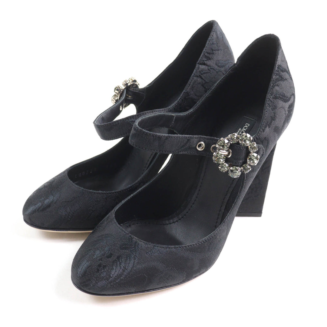 Excellent DOLCE&GABBANA pumps Crystal Buckle black polyester 35.5