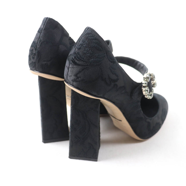 Excellent DOLCE&GABBANA pumps Crystal Buckle black polyester 35.5