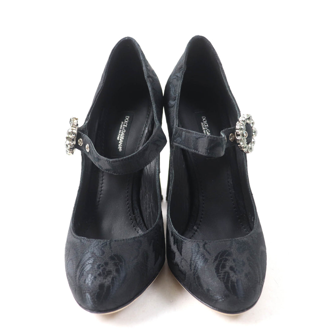 Excellent DOLCE&GABBANA pumps Crystal Buckle black polyester 35.5