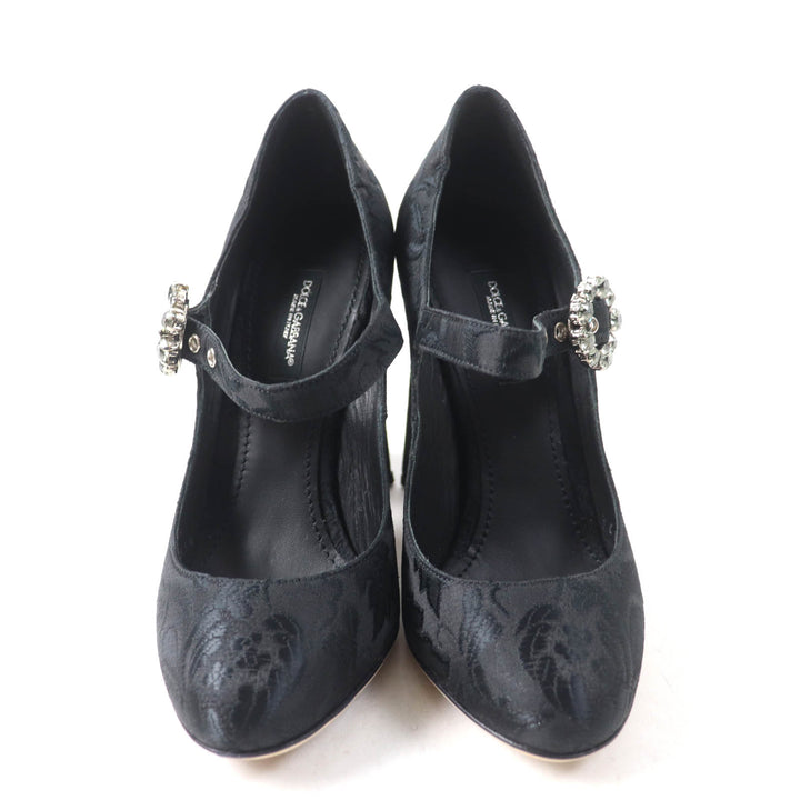 Excellent DOLCE&GABBANA pumps Crystal Buckle black polyester 35.5