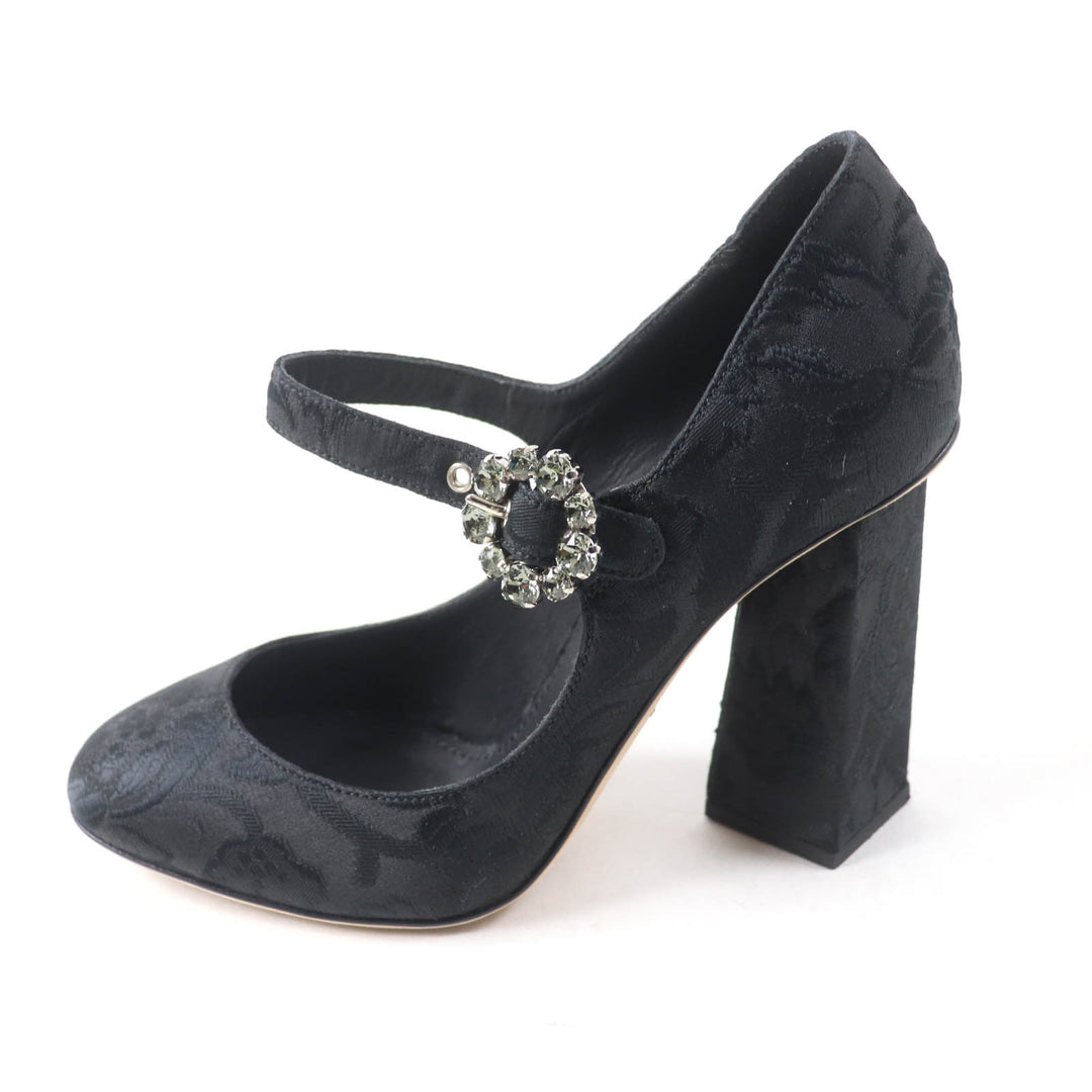 Excellent DOLCE&GABBANA pumps Crystal Buckle black polyester 35.5