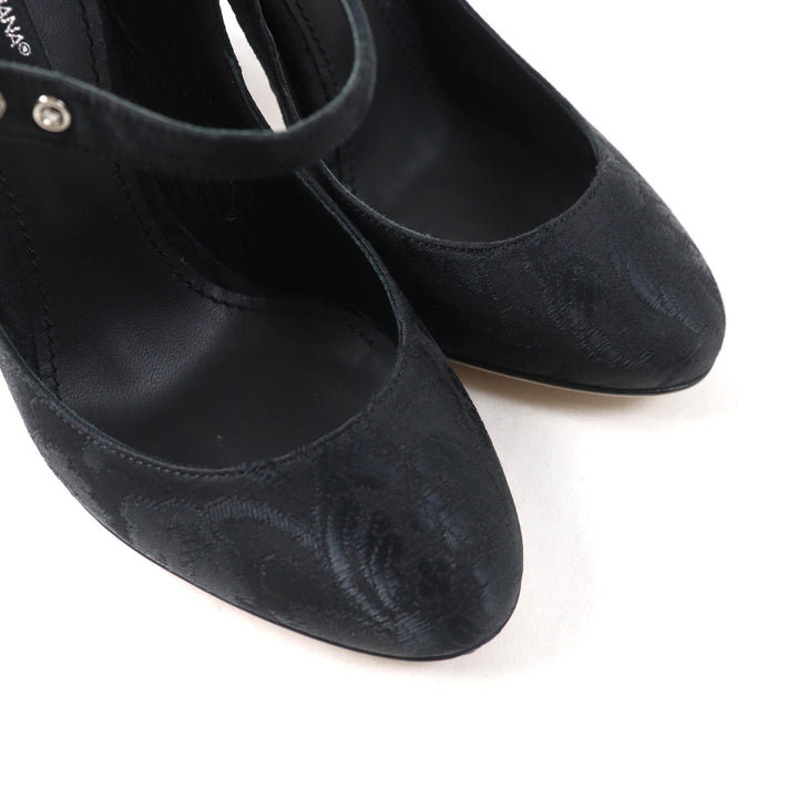 Excellent DOLCE&GABBANA pumps Crystal Buckle black polyester 35.5