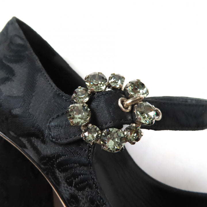Excellent DOLCE&GABBANA pumps Crystal Buckle black polyester 35.5