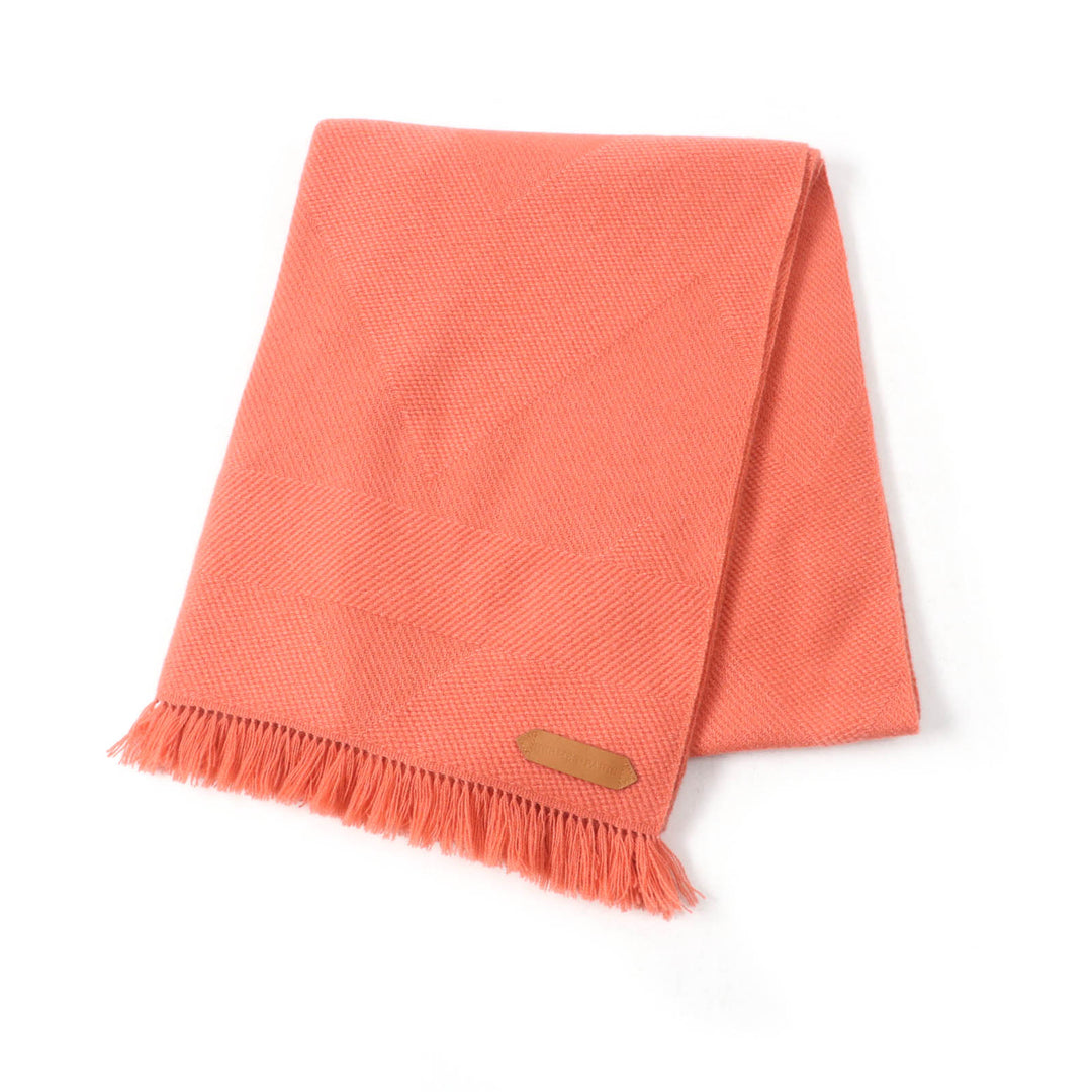 Pristine HERMES Scarf Grand Chevron Leather logo patch and fringe scarf cashmere