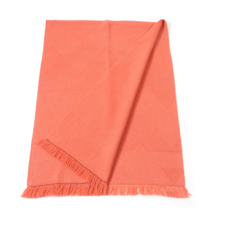 Pristine HERMES Scarf Grand Chevron Leather logo patch and fringe scarf cashmere