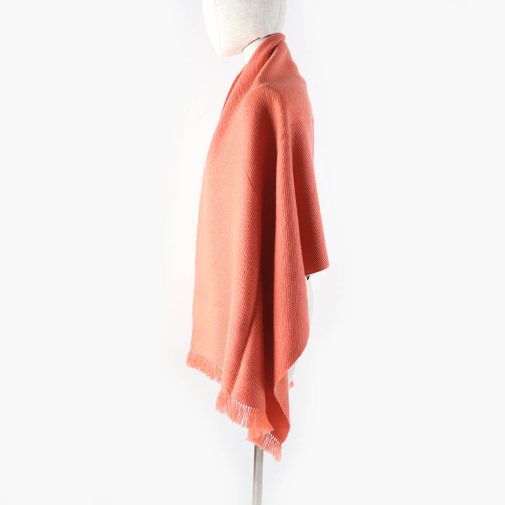 Pristine HERMES Scarf Grand Chevron Leather logo patch and fringe scarf cashmere