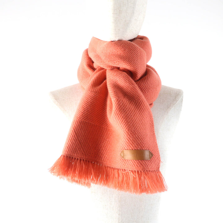 Pristine HERMES Scarf Grand Chevron Leather logo patch and fringe scarf cashmere