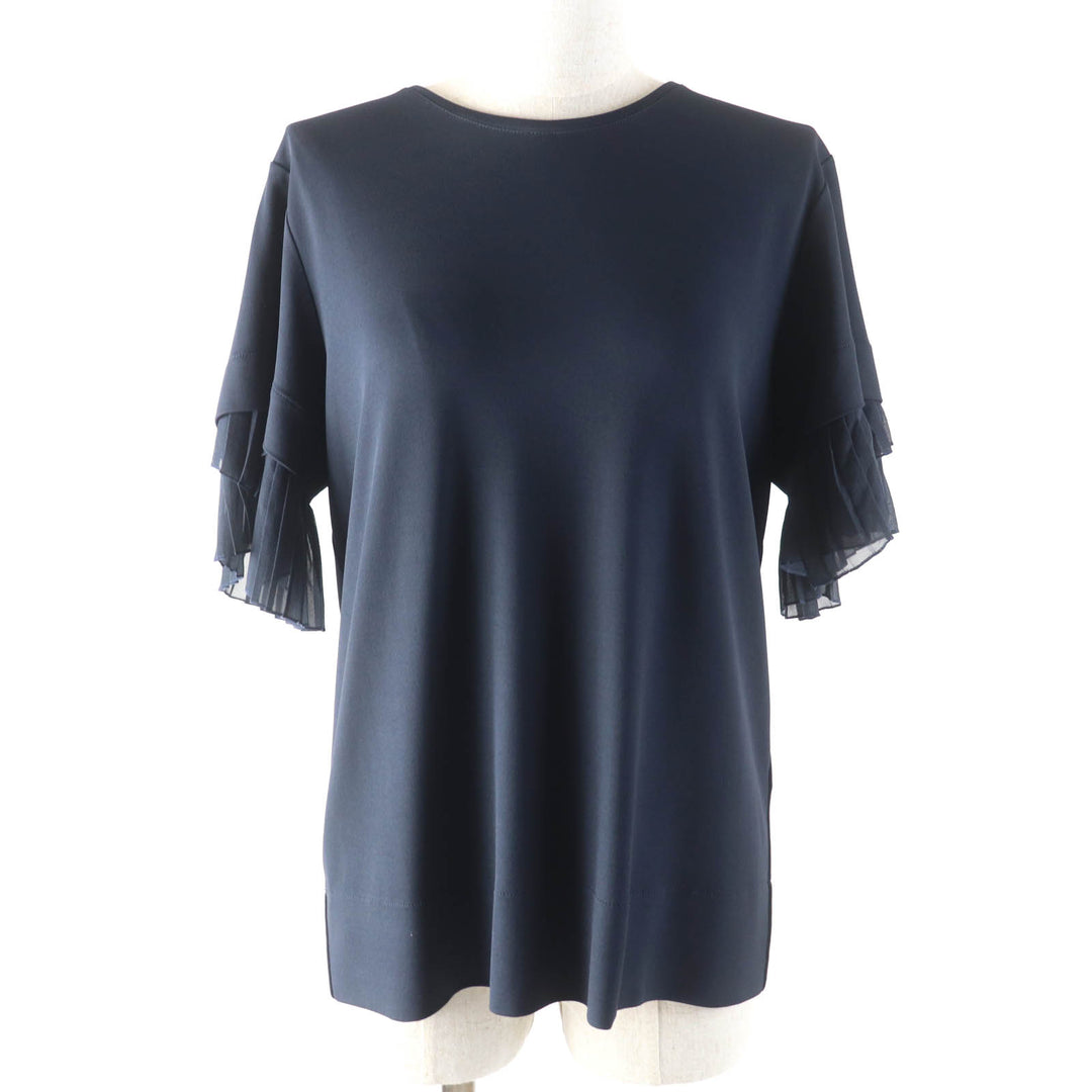Great Salvatore Ferragamo tops Silk pleated sleeves Navy Rayon Women S