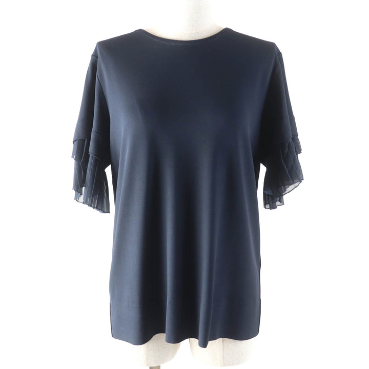 Great Salvatore Ferragamo tops Silk pleated sleeves Navy Rayon Women S