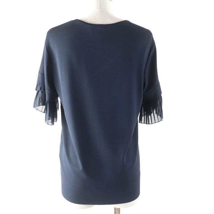 Great Salvatore Ferragamo tops Silk pleated sleeves Navy Rayon Women S