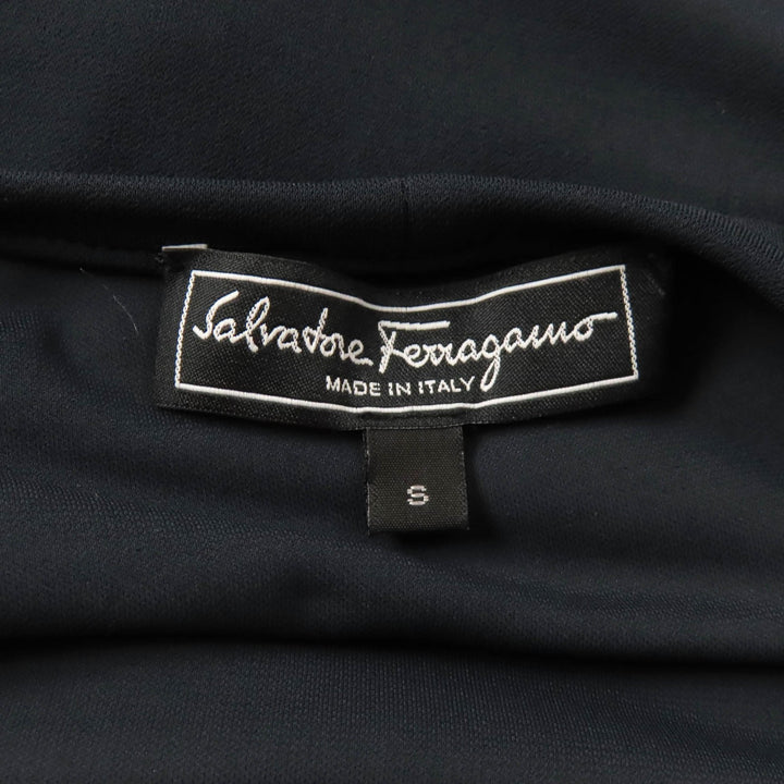 Great Salvatore Ferragamo tops Silk pleated sleeves Navy Rayon Women S