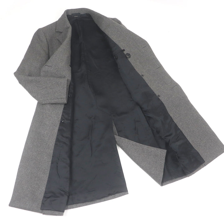 Excellent HERMES Double chester coat gray wool mens 52