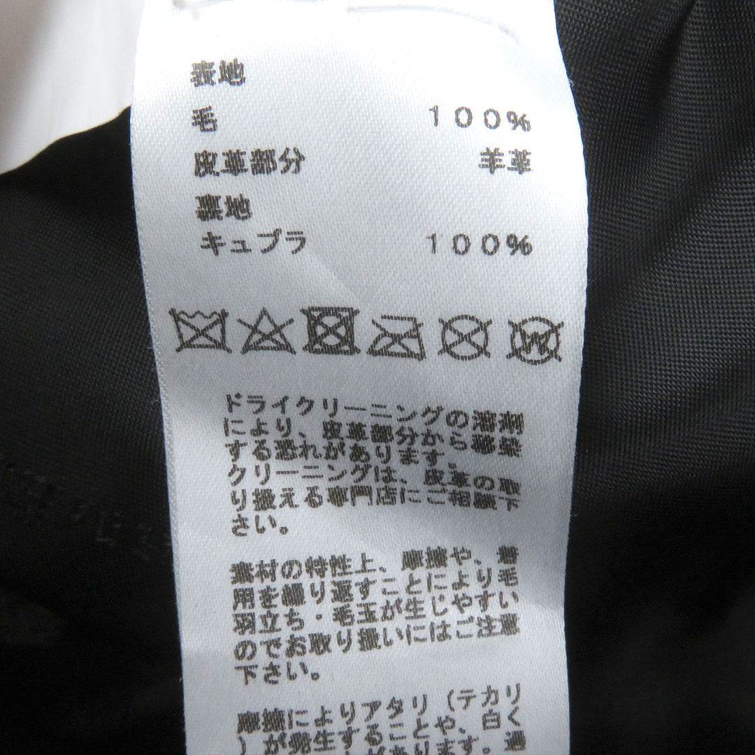 HERMES Double chester coat Super 100s wool with some lamb leather gray wool