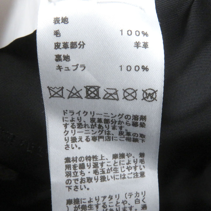 HERMES Double chester coat Super 100s wool with some lamb leather gray wool