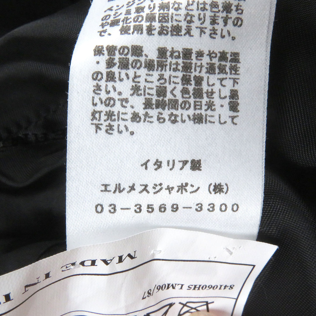 HERMES Double chester coat Super 100s wool with some lamb leather gray wool