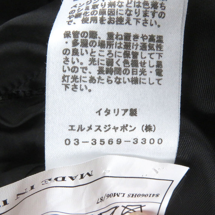 HERMES Double chester coat Super 100s wool with some lamb leather gray wool