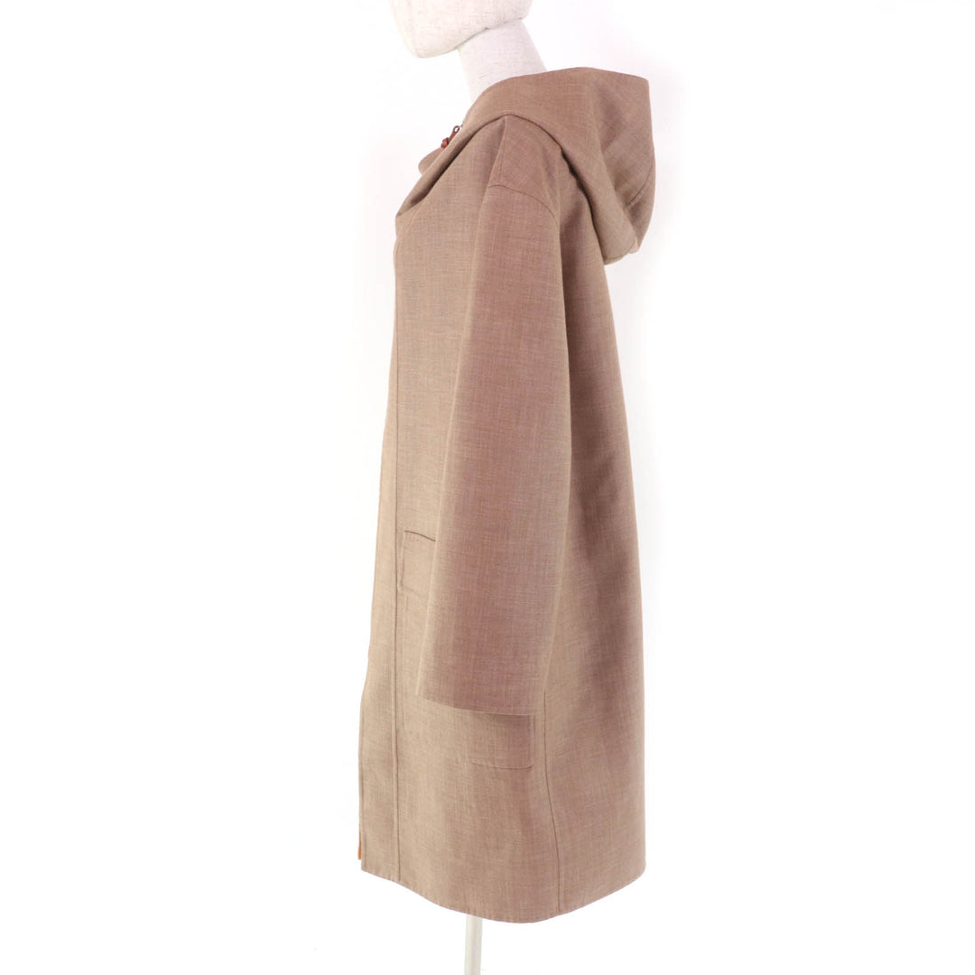 Excellent HERMES coat Double Face Zip Up Hooded Coat Brown cashmere Women 38