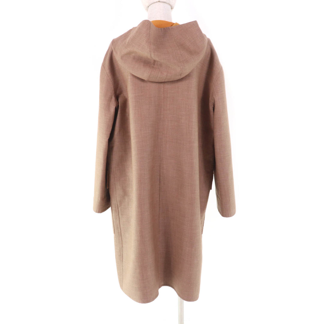 Excellent HERMES coat Double Face Zip Up Hooded Coat Brown cashmere Women 38 3E0105DC
