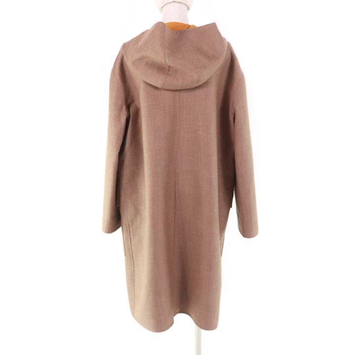 Excellent HERMES coat Double Face Zip Up Hooded Coat Brown cashmere Women 38 3E0105DC