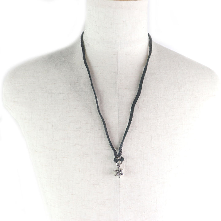 Great CHROME HEARTS Necklace Tiny Leather Blade Scroll Boro Chip Star