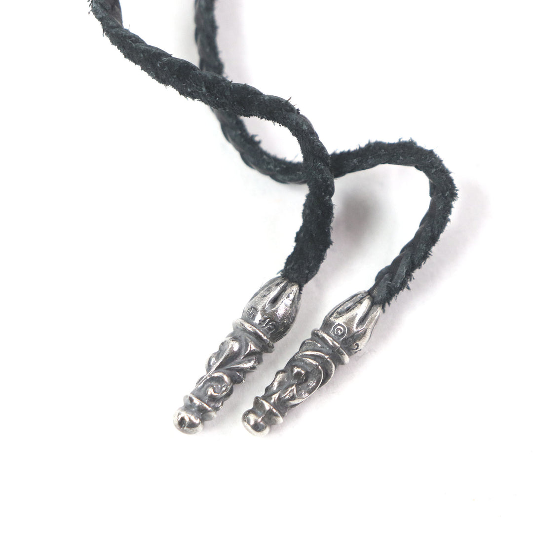 Great CHROME HEARTS Necklace Tiny Leather Blade Scroll Boro Chip Star