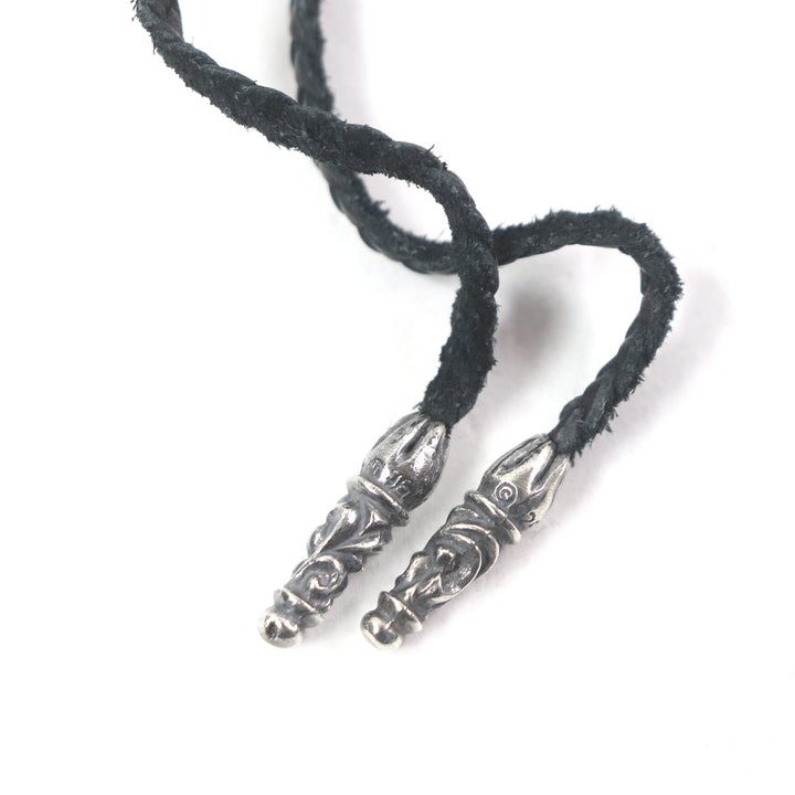 Great CHROME HEARTS Necklace Tiny Leather Blade Scroll Boro Chip Star