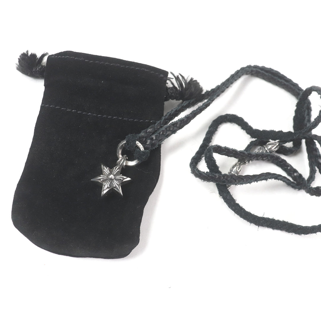 Great CHROME HEARTS Necklace Tiny Leather Blade Scroll Boro Chip Star