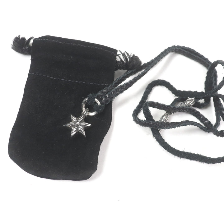 Great CHROME HEARTS Necklace Tiny Leather Blade Scroll Boro Chip Star