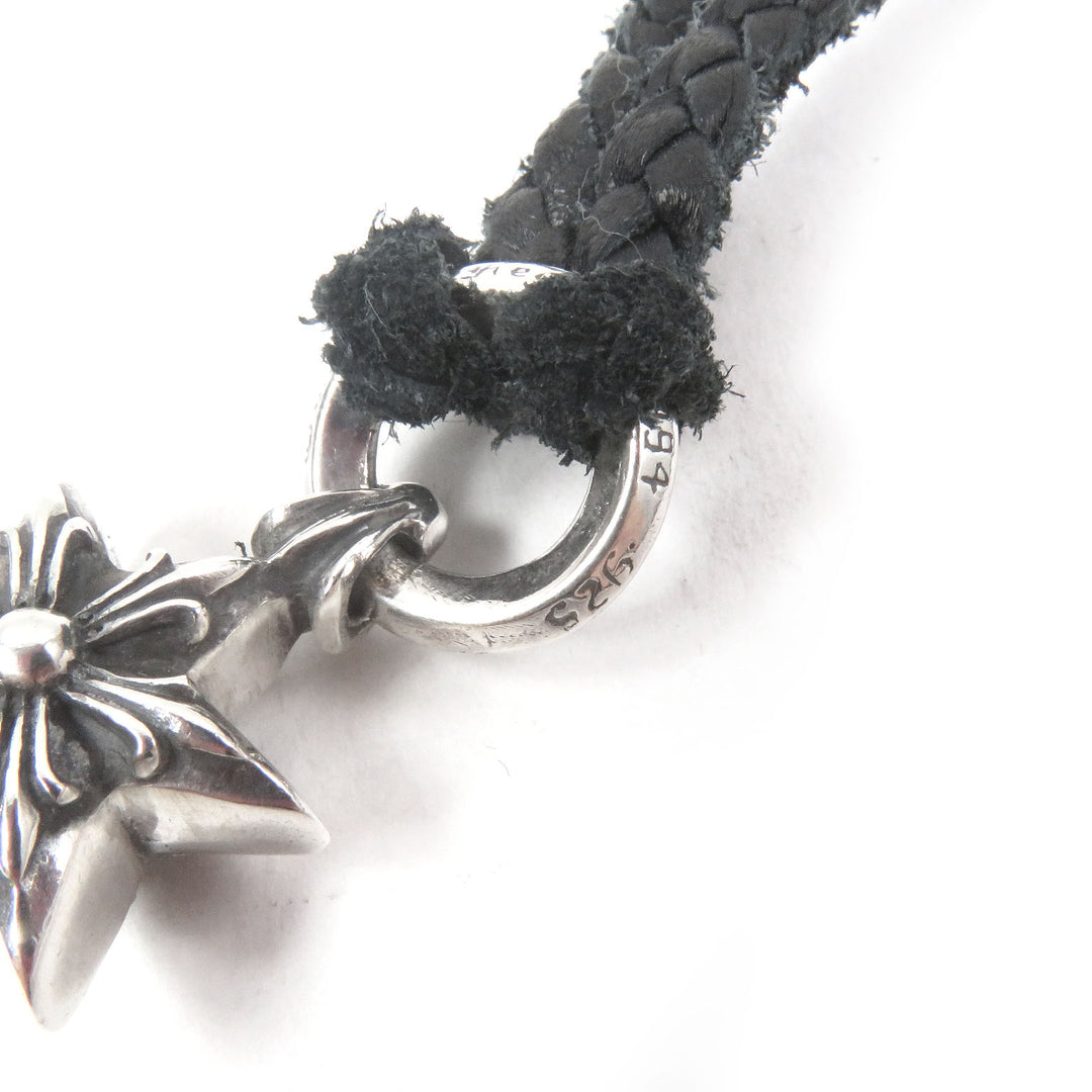 Great CHROME HEARTS Necklace Tiny Leather Blade Scroll Boro Chip Star