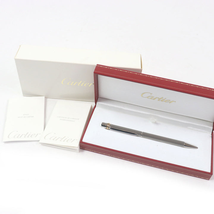 Excellent Cartier Ballpoint pen Trinity Hairline Twist Style Silver mens