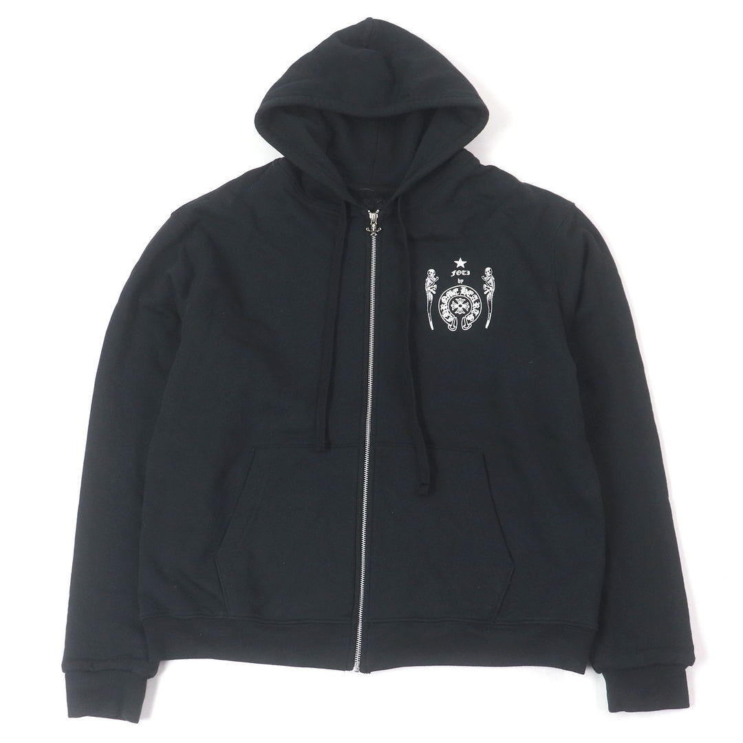 Great CHROME HEARTS hoodie FOTI ZIP HOODIE Skull hoodie black cotton mens M