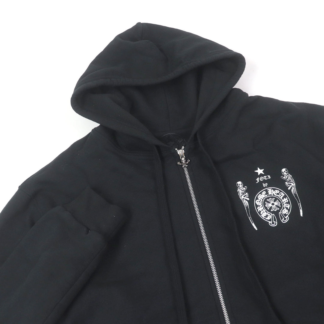 Great CHROME HEARTS hoodie FOTI ZIP HOODIE Skull hoodie black cotton mens M