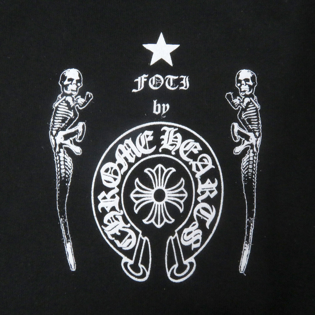 Great CHROME HEARTS hoodie FOTI ZIP HOODIE Skull hoodie black cotton mens M
