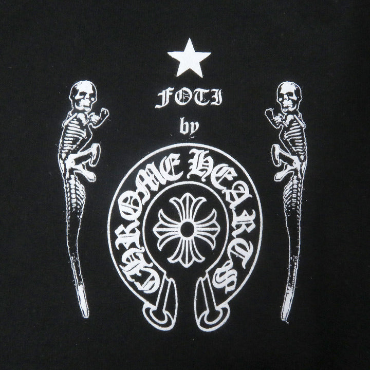 Great CHROME HEARTS hoodie FOTI ZIP HOODIE Skull hoodie black cotton mens M