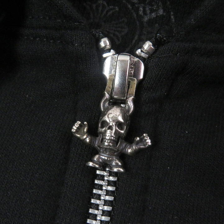 Great CHROME HEARTS hoodie FOTI ZIP HOODIE Skull hoodie black cotton mens M