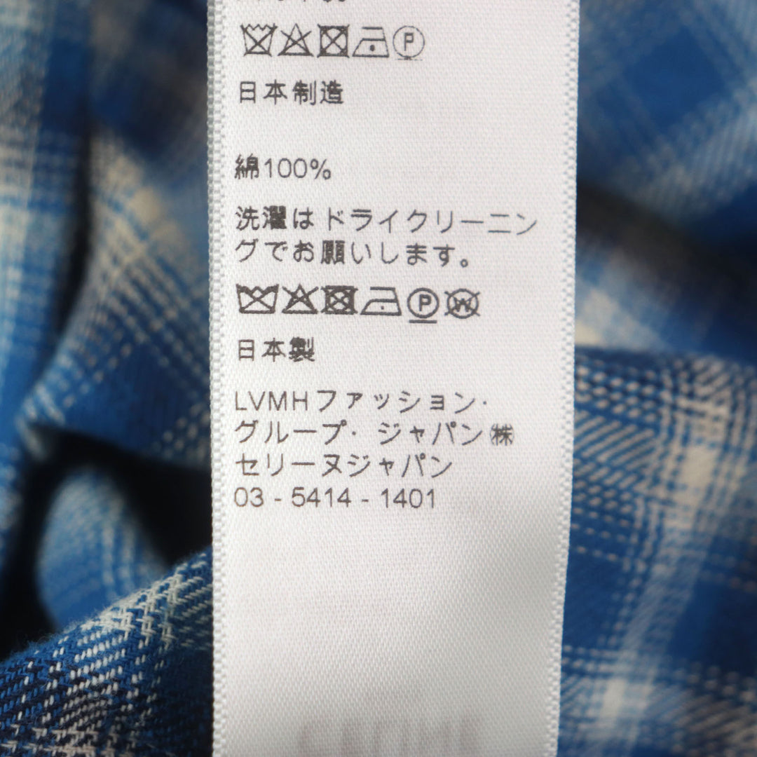 Excellent CELINE Long sleeve shirt Loose Shirt In Checked Cotton blue mens 41 2C486354M