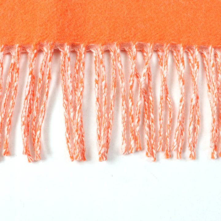 Excellent LOEWE Stall Anagram embroidered scarf with fringe Orange wool Women