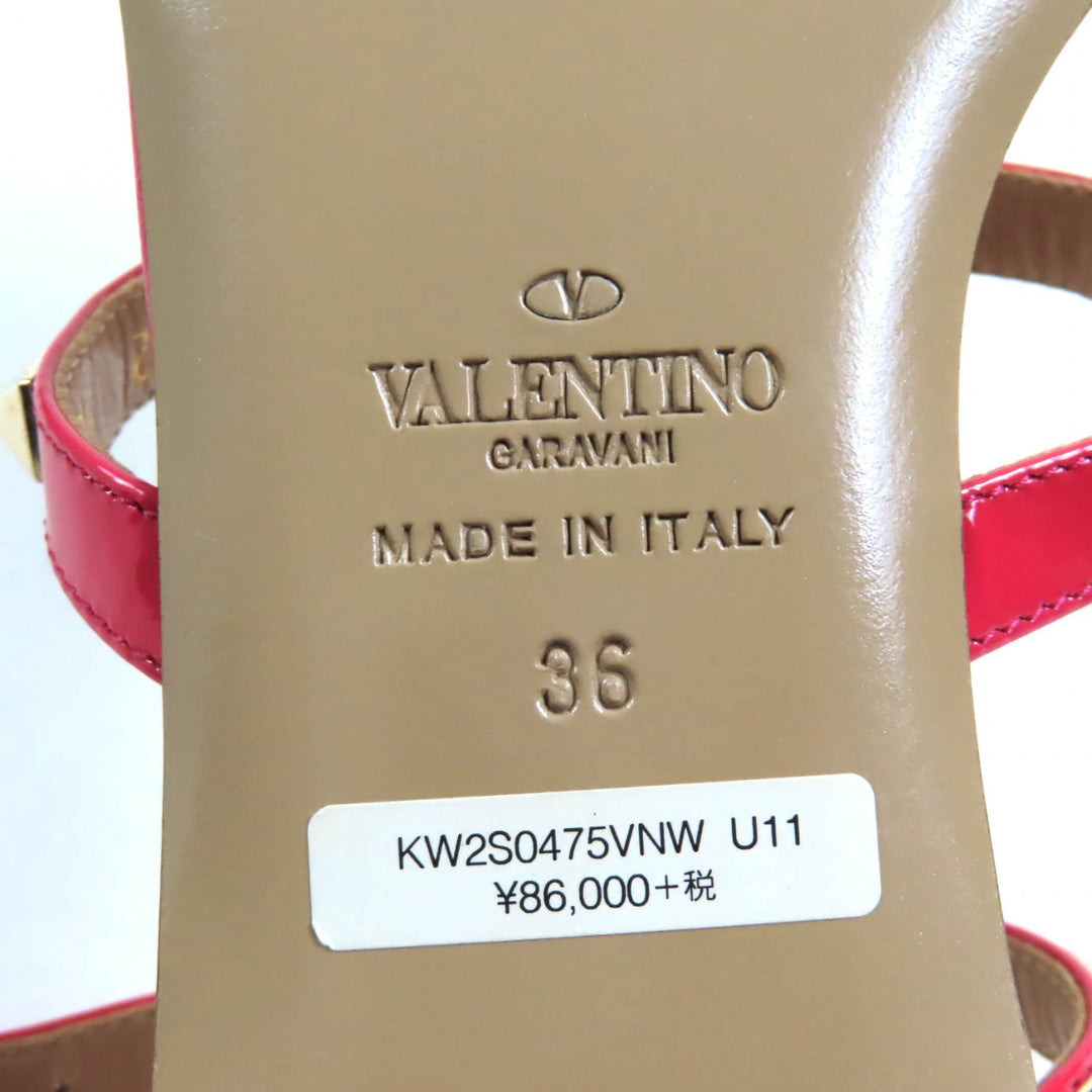 Excellent Valentino Garavani Sandals Rockstud ankle strap patent leather pink