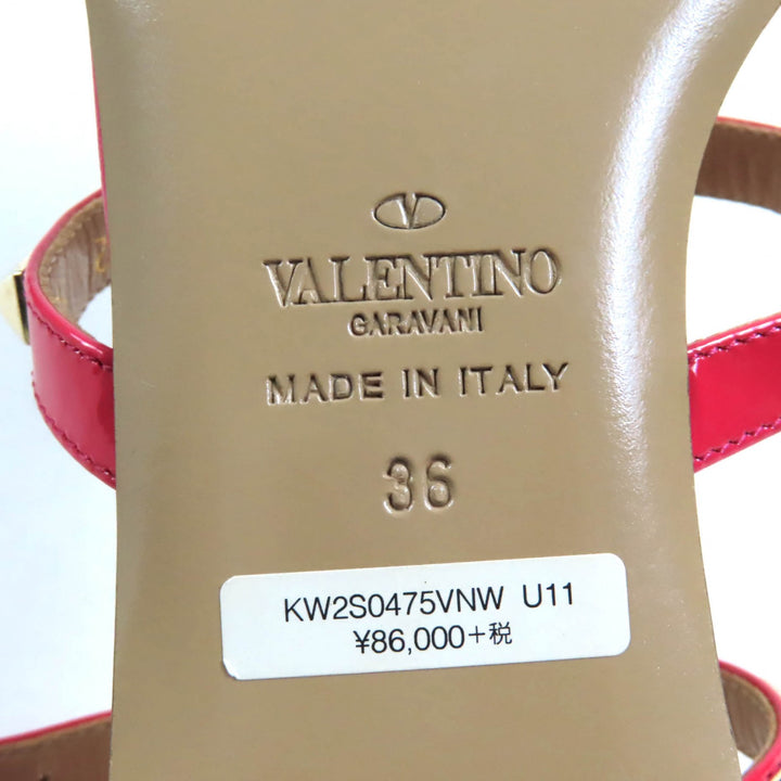 Excellent Valentino Garavani Sandals Rockstud ankle strap patent leather pink