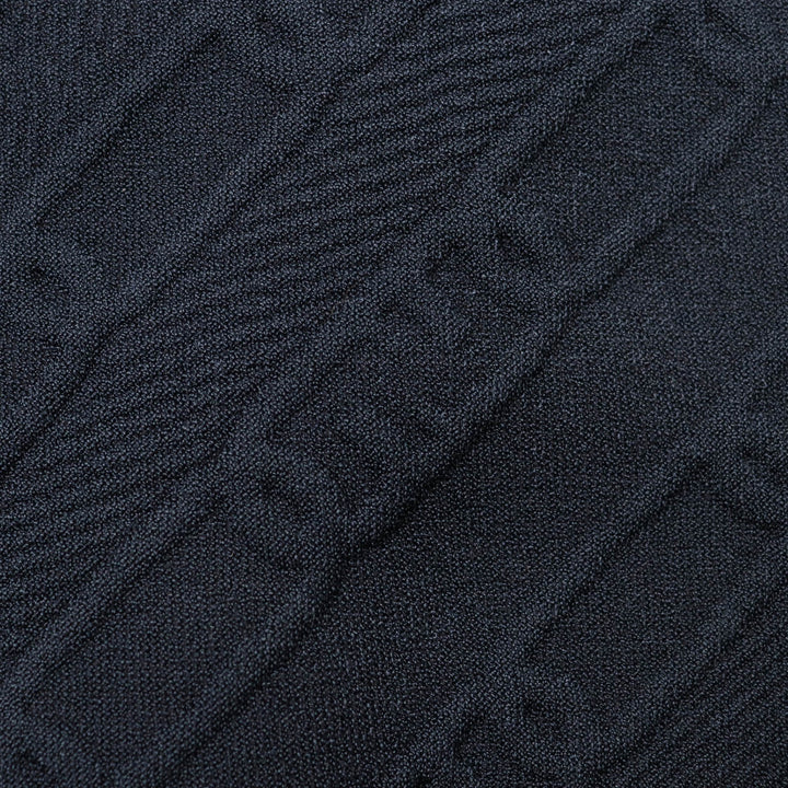 Pristine FENDI knit FF logo Crew neck Cropped length Long sleeves Navy Women 40 FZX831