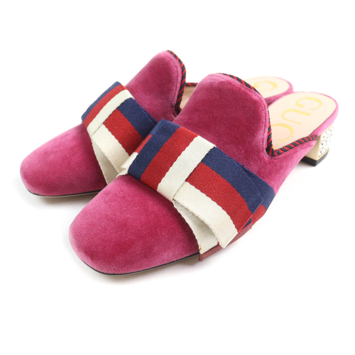 Pristine GUCCI Sandals Square toe velour mules pink Women 35 496562