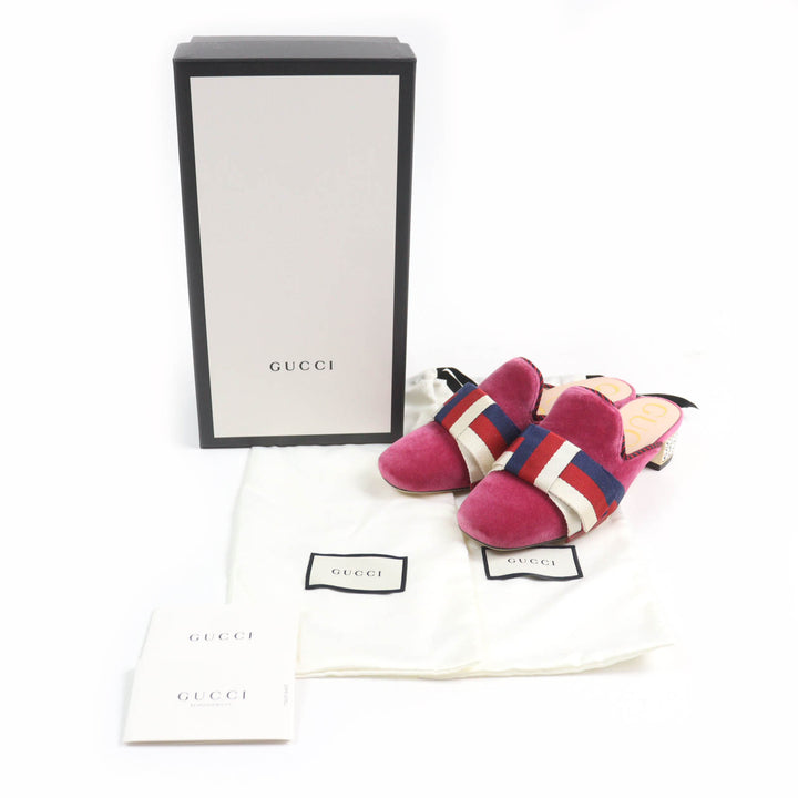 Pristine GUCCI Sandals Square toe velour mules pink Women 35 496562