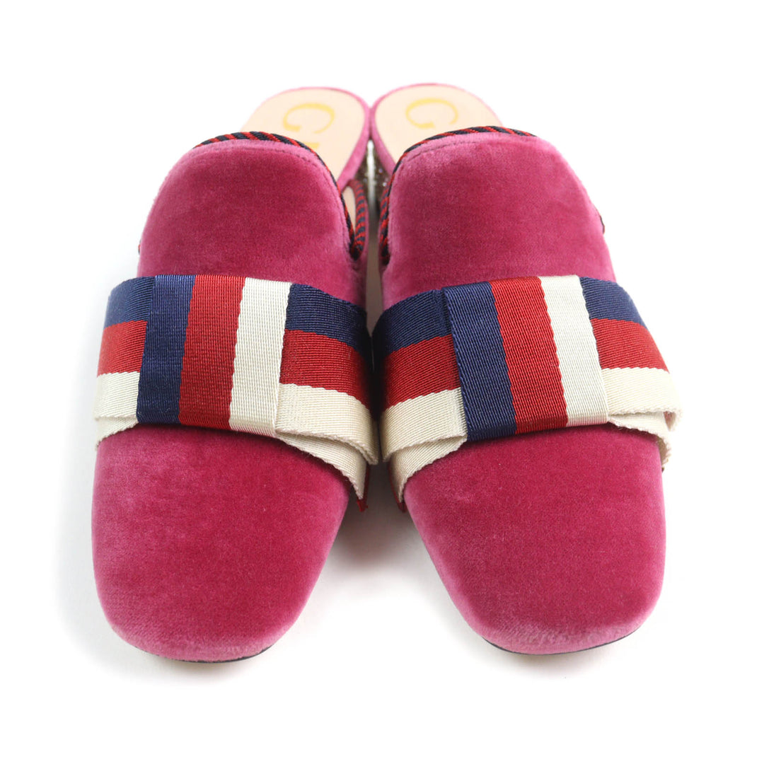 Pristine GUCCI Sandals Square toe velour mules pink Women 35 496562