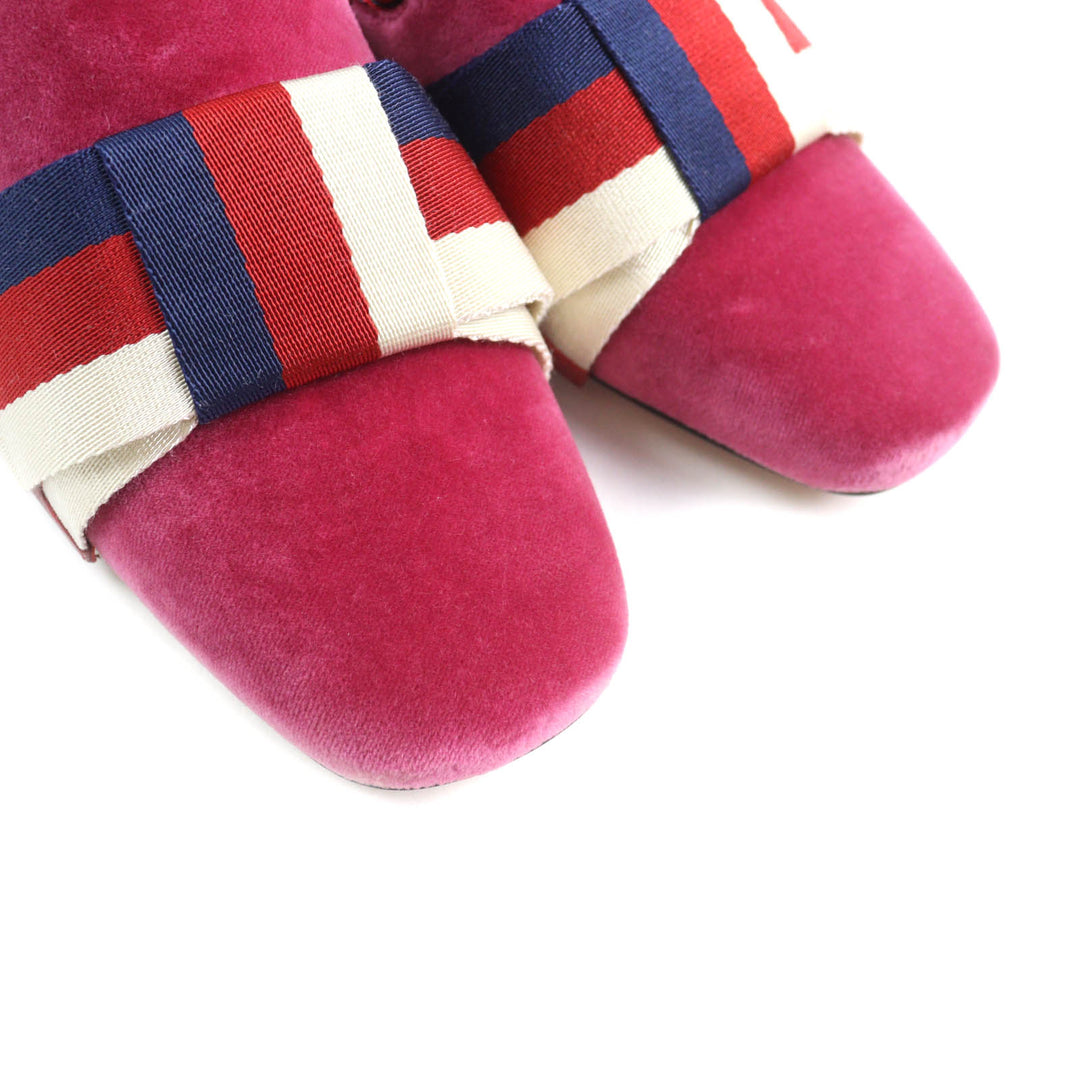 Pristine GUCCI Sandals Square toe velour mules pink Women 35 496562
