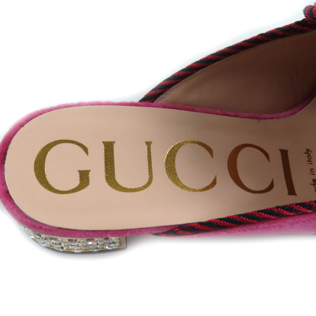 Pristine GUCCI Sandals Square toe velour mules pink Women 35 496562