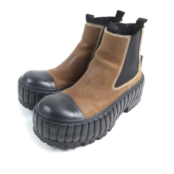 Great MM6 Maison Margiela Ankle boots Contrast stitch Brown leather Women 37
