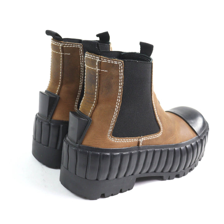 Great MM6 Maison Margiela Ankle boots Contrast stitch Brown leather Women 37
