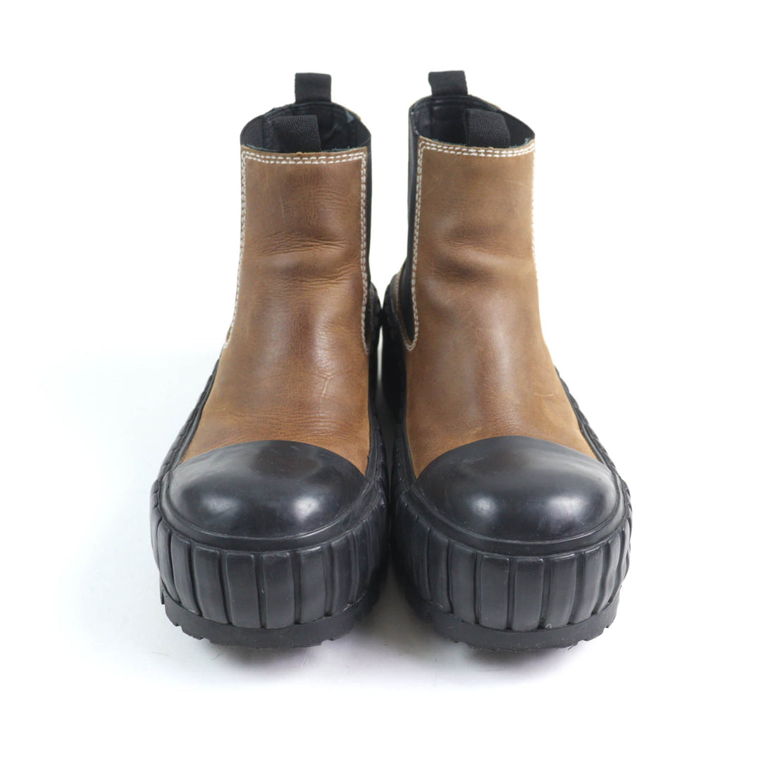 Great MM6 Maison Margiela Ankle boots Contrast stitch Brown leather Women 37