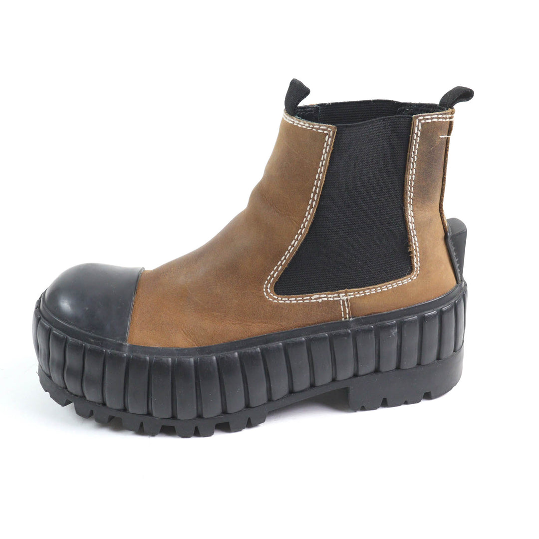 Great MM6 Maison Margiela Ankle boots Contrast stitch Brown leather Women 37